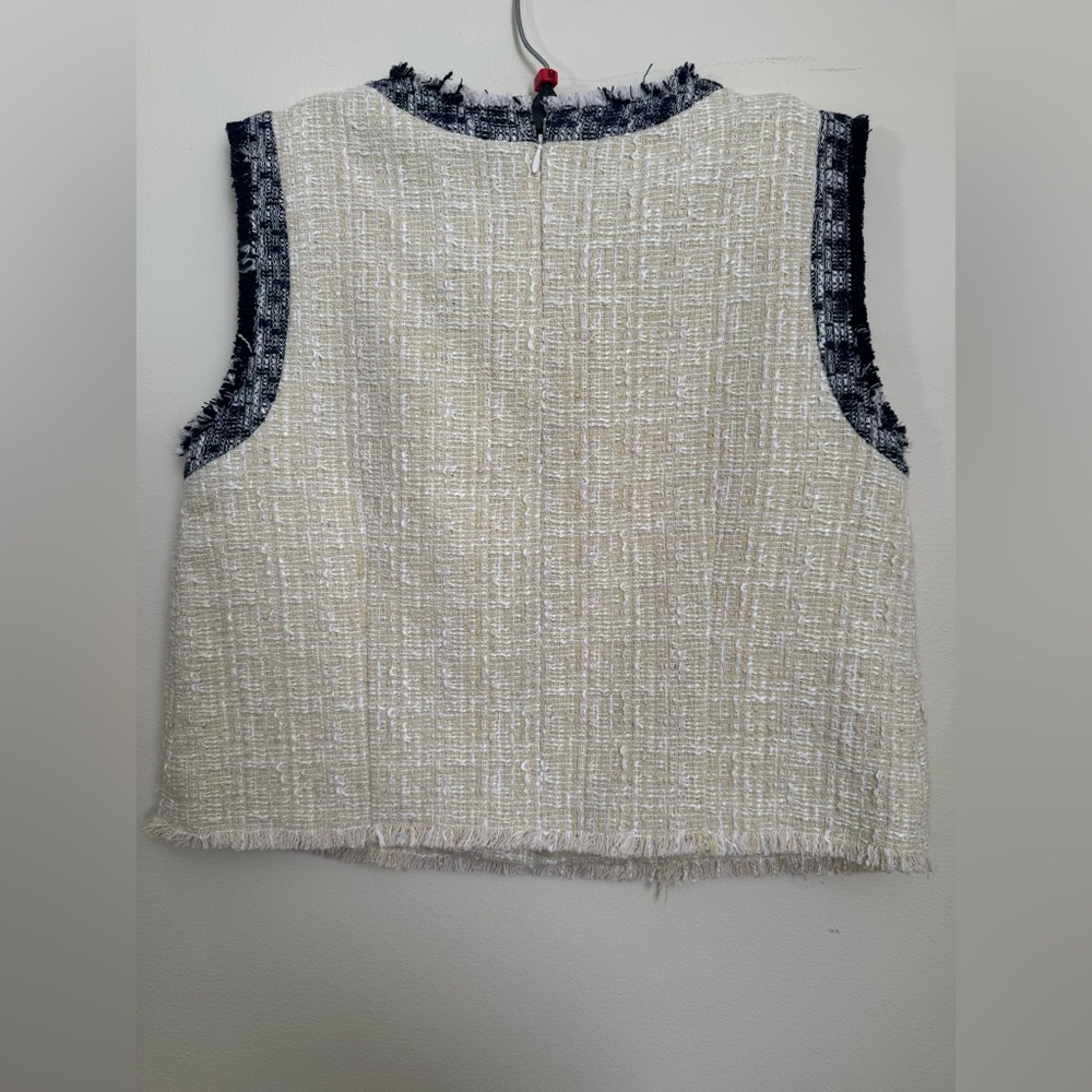 Central Park West Yellow and Blue Tweed Tank Top - Picture 2 of 5